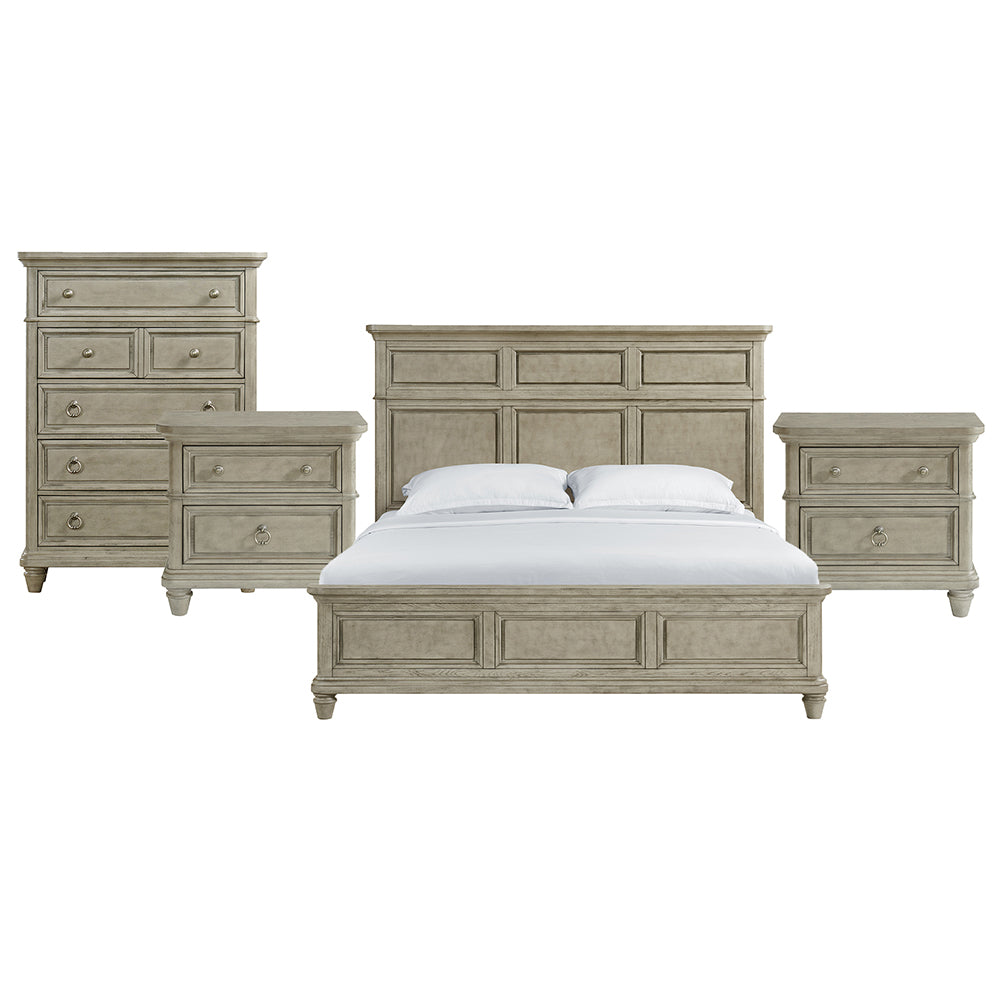 Picket House Furnishings - Emiko King 4PC Bedroom Set in Light Grey - B-11360-3-KBCH2-NSCH view 1