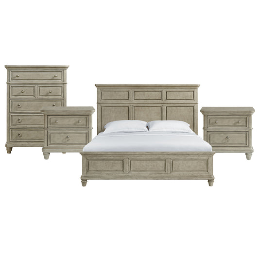 Picket House Furnishings - Emiko King 4PC Bedroom Set in Light Grey - B-11360-3-KBCH2-NSCH view 1
