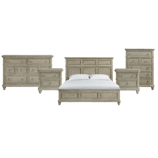 Picket House Furnishings - Emiko King 5PC Bedroom Set in Light Grey - B-11360-3-KBCH2-NSDRC view 1