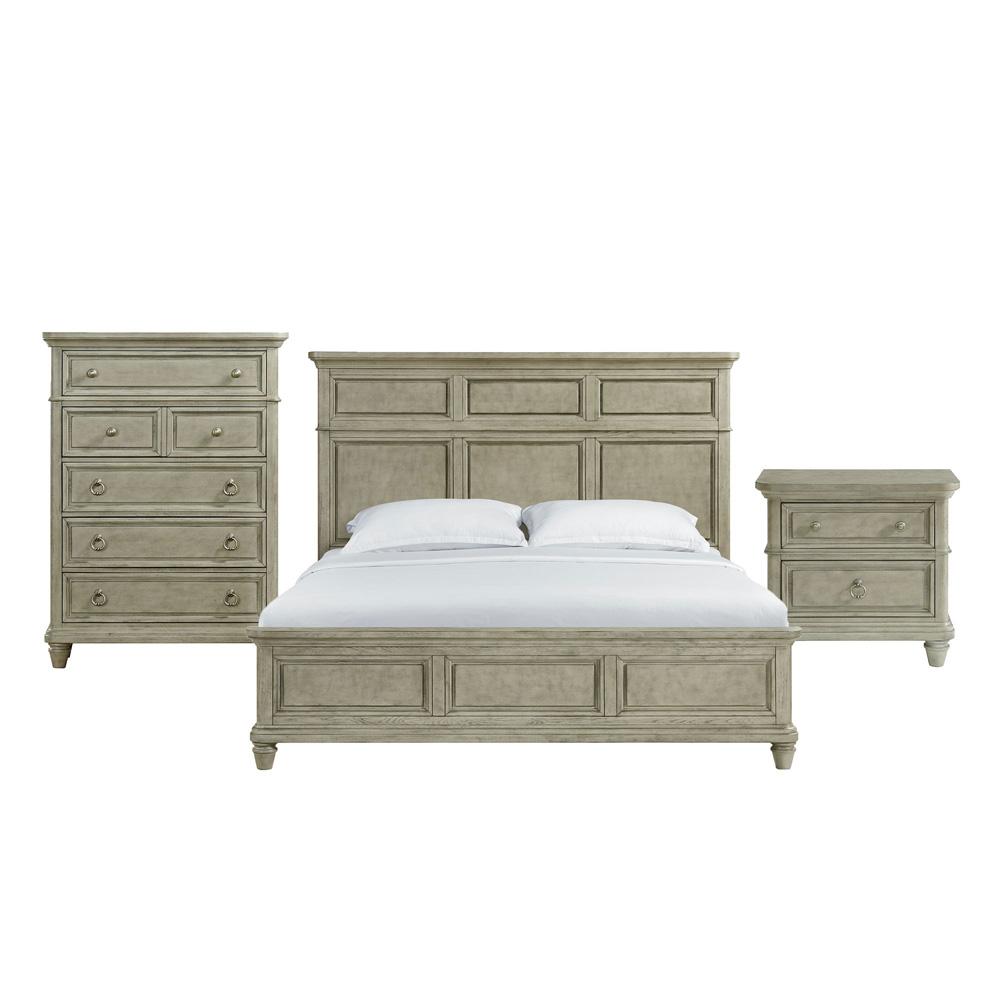 Picket House Furnishings -  Emiko King Panel 3PC Bedroom Set in Light Grey - B-11360-3-KB-3PC veiw 1