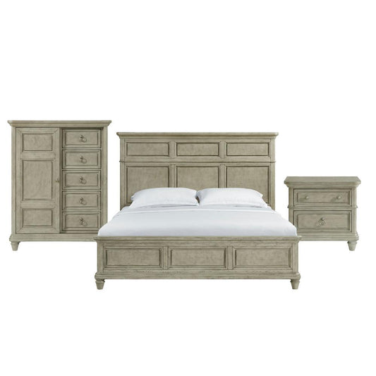 Picket House Furnishings -  Emiko King Panel 3PC Bedroom Set with Door Chest in Light Grey - B-11360-3-KBCH2-3PC veiw 1