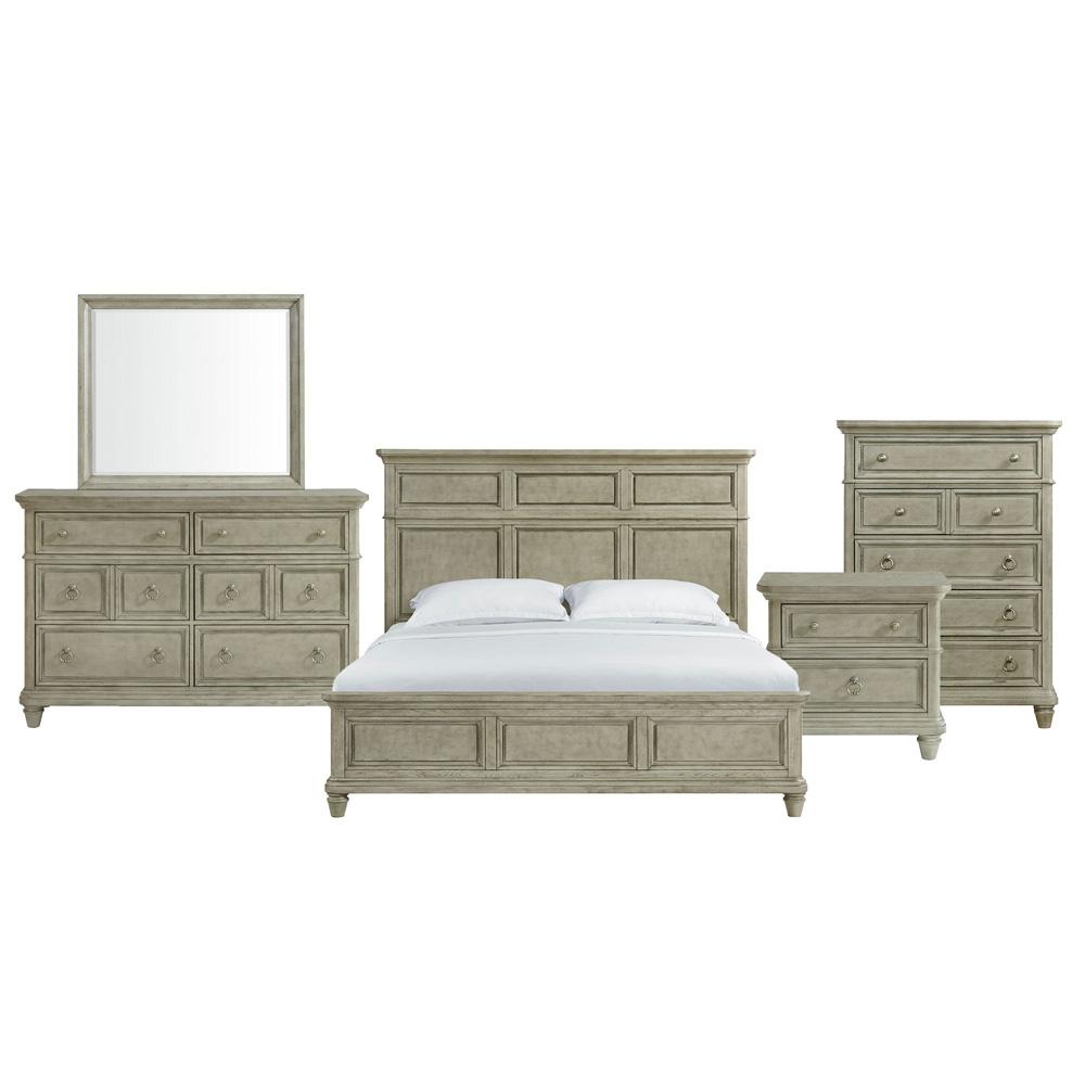 Picket House Furnishings -  Emiko King Panel 5PC Bedroom Set in Light Grey - B-11360-3-KB-5PC veiw 1