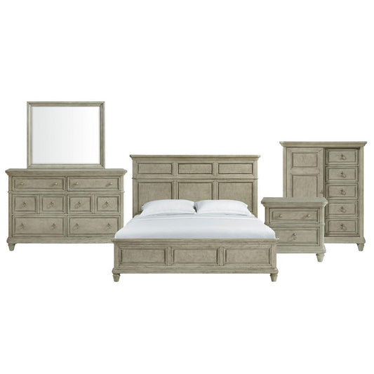 Picket House Furnishings -  Emiko King Panel 5PC Bedroom Set with Door Chest in Light Grey - B-11360-3-KBCH2-5PC veiw 1
