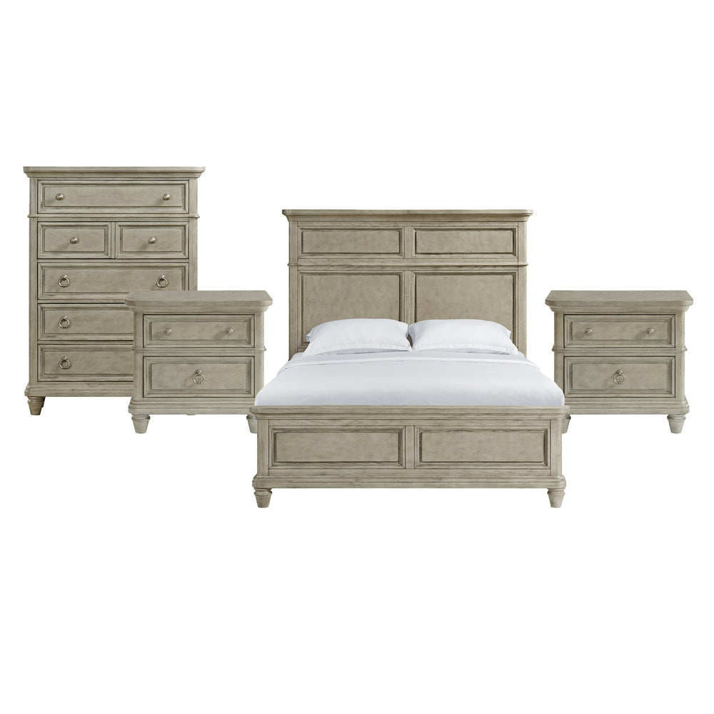 Picket House Furnishings - Emiko Queen 4PC Bedroom Set in Light Grey - B-11360-3-QBCH2-NSCH view 1