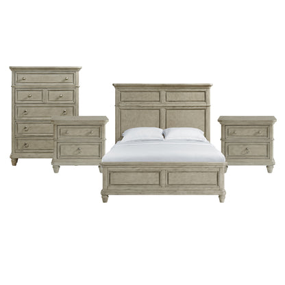 Picket House Furnishings - Emiko Queen 4PC Bedroom Set in Light Grey - B-11360-3-QBCH2-NSCH view 1