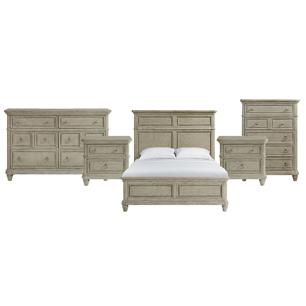 Picket House Furnishings - Emiko Queen 5PC Bedroom Set in Light Grey - B-11360-3-QBCH2-NSDRC view 1