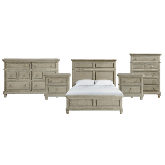 Picket House Furnishings - Emiko Queen 5PC Bedroom Set in Light Grey - B-11360-3-QBCH2-NSDRC view 1