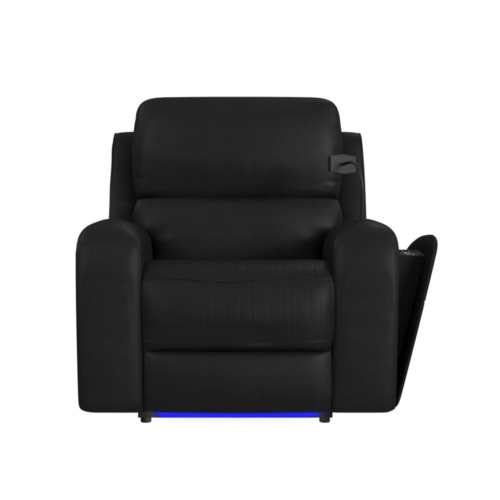 Picket House Furnishings - Epitome P3 Power Glider Recliner W/Heat Massage, Music, Ipad holder W/wireless charger, USB in Aline Black - U-16650-11432-105PPP