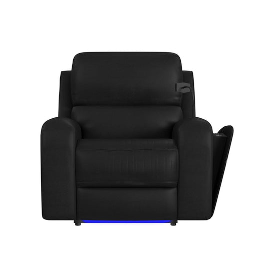 Picket House Furnishings - Epitome P3 Power Glider Recliner W/Heat Massage, Music, Ipad holder W/wireless charger, USB in Aline Black - U-16650-11432-105PPP