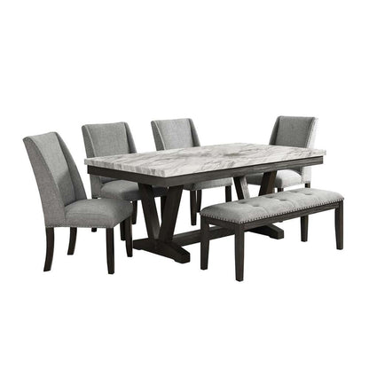 Picket House Furnishings - Eve 6PC Dining Set in Charcoal-Table, Four Chairs & Bench - D-4930-7-6PC veiw 1