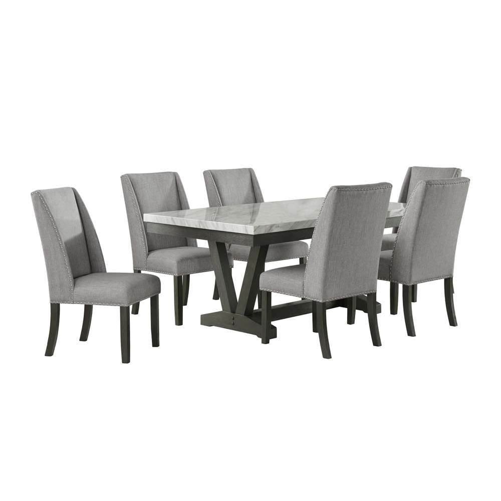 Picket House Furnishings - Eve 7PC Dining Set in Charcoal-Table & Six Chairs - D-4930-7-7PC veiw 1