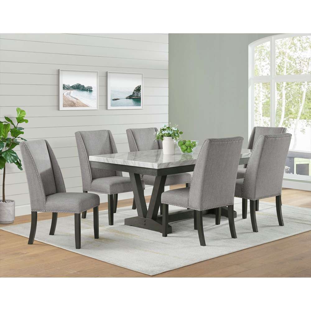 Picket House Furnishings - Eve 7PC Dining Set in Charcoal-Table & Six Chairs - D-4930-7-7PC veiw 2