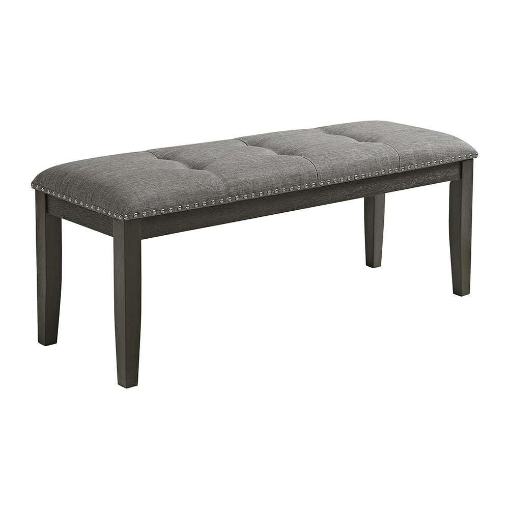 Picket House Furnishings - Eve Bench w/ Grey Fabric and Nail Heads in Charcoal - D-4930-7-BN veiw 1