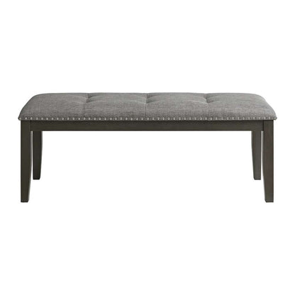 Picket House Furnishings - Eve Bench w/ Grey Fabric and Nail Heads in Charcoal - D-4930-7-BN veiw 2