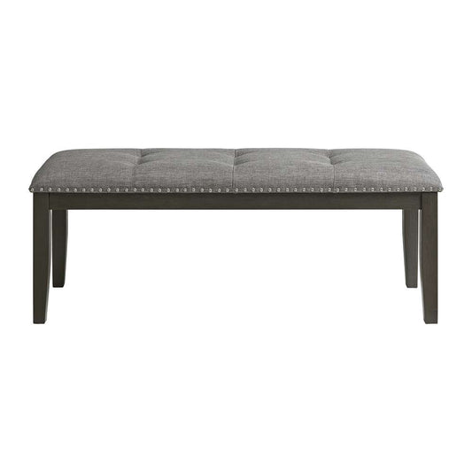 Picket House Furnishings - Eve Bench w/ Grey Fabric and Nail Heads in Charcoal - D-4930-7-BN veiw 2