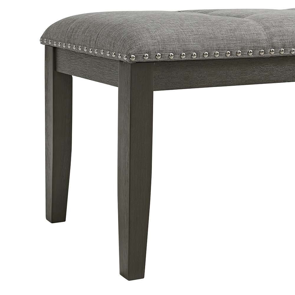 Picket House Furnishings - Eve Bench w/ Grey Fabric and Nail Heads in Charcoal - D-4930-7-BN veiw 3