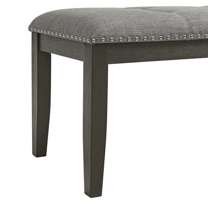 Picket House Furnishings - Eve Bench w/ Grey Fabric and Nail Heads in Charcoal - D-4930-7-BN veiw 3