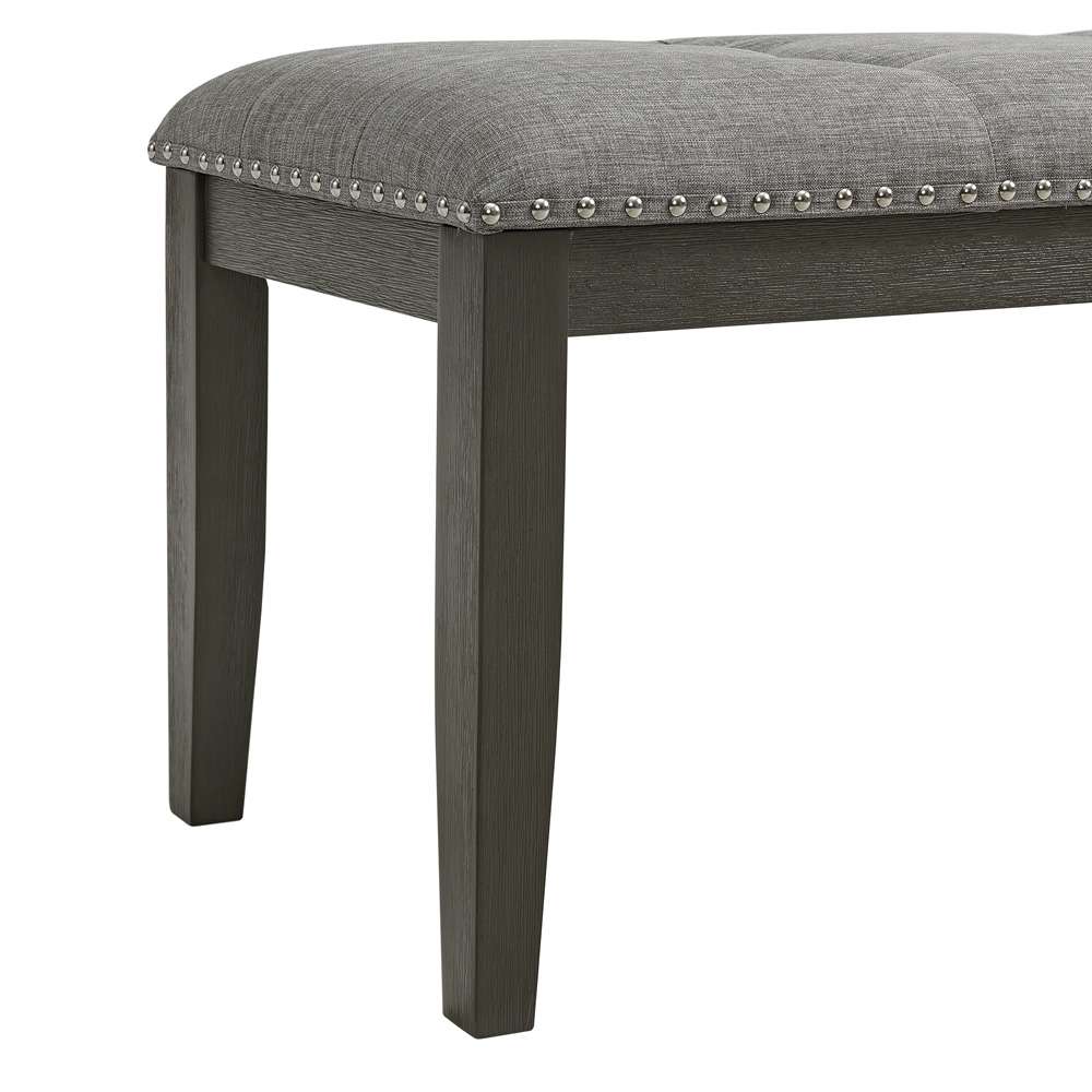 Picket House Furnishings - Eve Bench w/ Grey Fabric and Nail Heads in Charcoal - D-4930-7-BN veiw 4