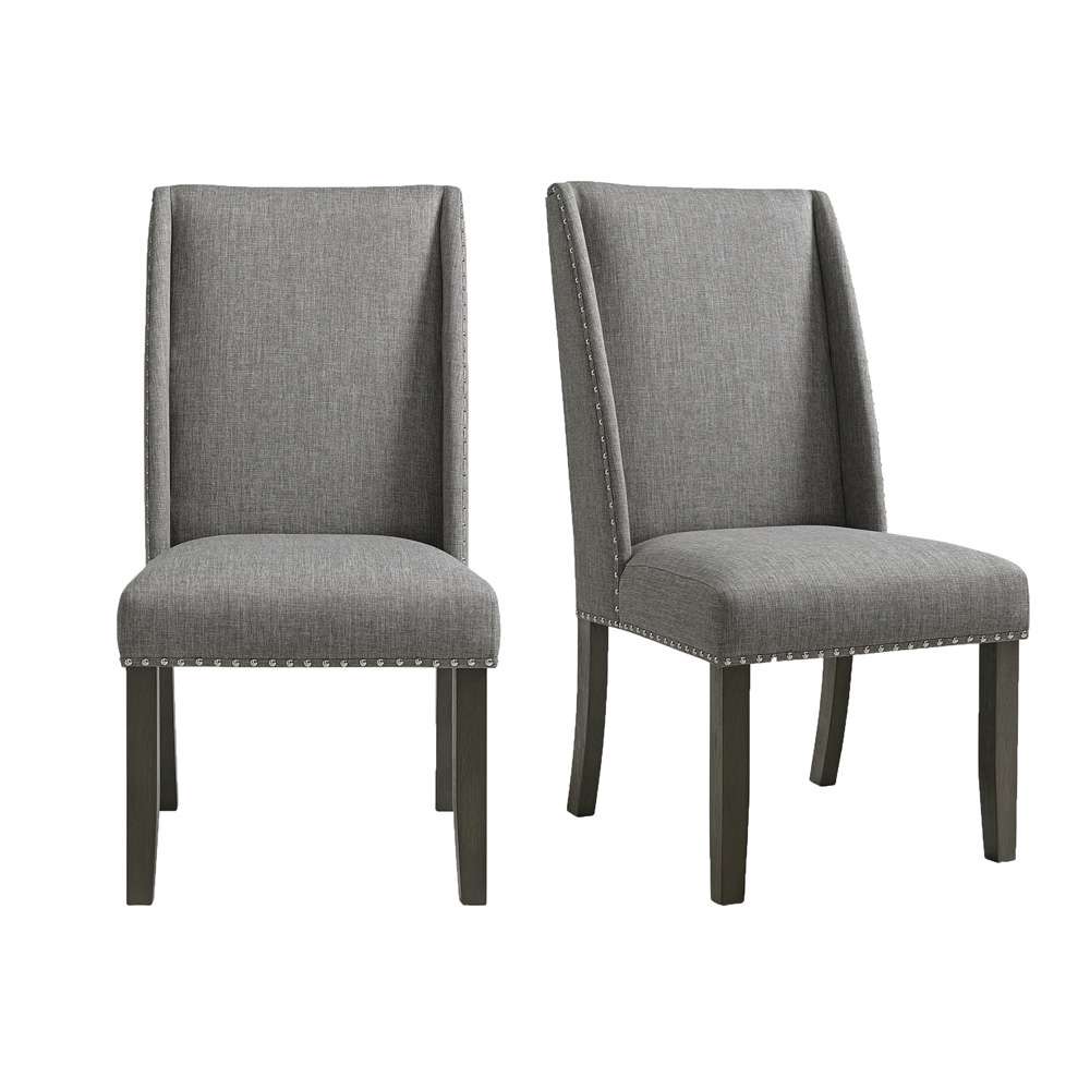 Picket House Furnishings - Eve Side Chair w/ Grey Fabric and Nail Heads in Charcoal (Set of 2) - D-4930-7-SC veiw 1
