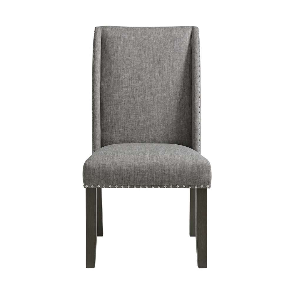 Picket House Furnishings - Eve Side Chair w/ Grey Fabric and Nail Heads in Charcoal (Set of 2) - D-4930-7-SC veiw 2