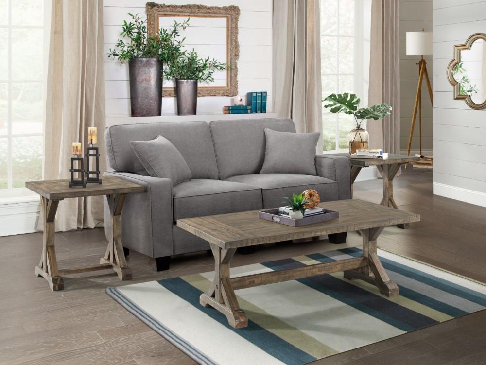 Picket House Furnishings - Finn 3Pc Accent Trestle Table Set Coffee Table And Two End Tables in Walnut - TFN100T3PC veiw 1