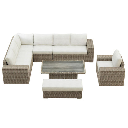 Picket House Furnishings - Flora  6PC Conversion Set in Natural and Olefin Beige with Ottoman - O-17990-10311-000-6PC view 1