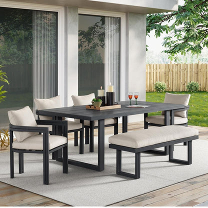 Picket House Furnishings - Fresca 6PC Standard Height Dining Set in Dark Grey-Table, Four Chairs and Bench - O-16230-3-DT-6PC veiw 1