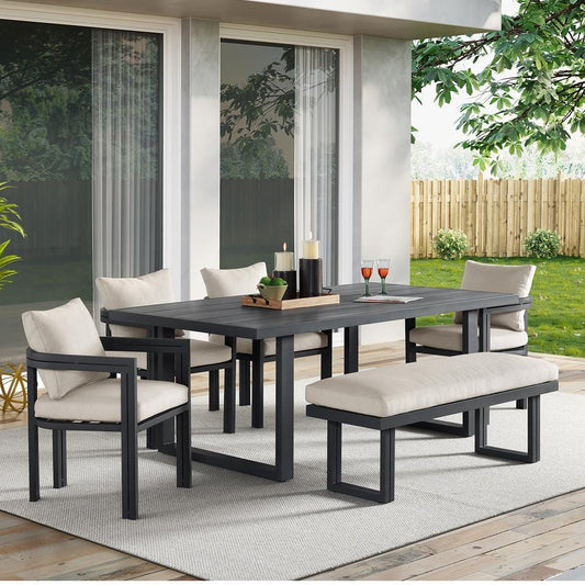 Picket House Furnishings - Fresca 6PC Standard Height Dining Set in Dark Grey-Table, Four Chairs and Bench - O-16230-3-DT-6PC veiw 1