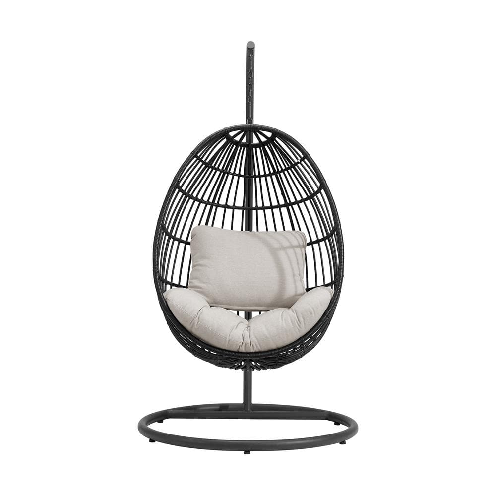 Picket House Furnishings - Fresca Swing Egg Chair with Base and Pillar - Dark Grey and Olefin Beige - O-16230-10311-120 veiw 2