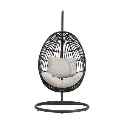 Picket House Furnishings - Fresca Swing Egg Chair with Base and Pillar - Dark Grey and Olefin Beige - O-16230-10311-120 veiw 2