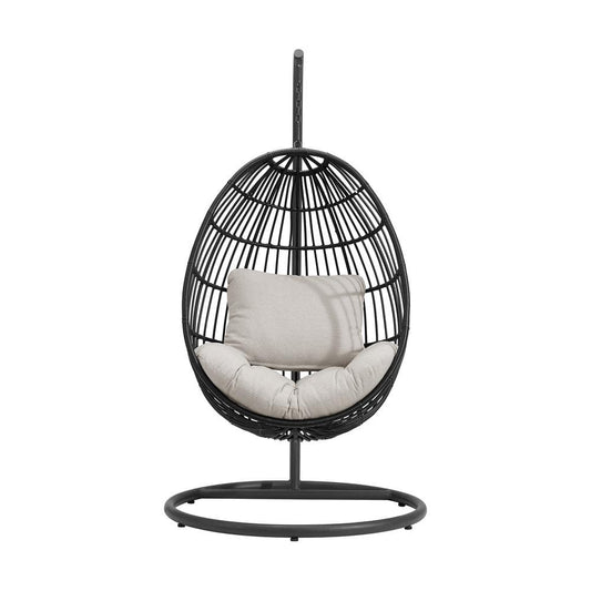Picket House Furnishings - Fresca Swing Egg Chair with Base and Pillar - Dark Grey and Olefin Beige - O-16230-10311-120 veiw 2