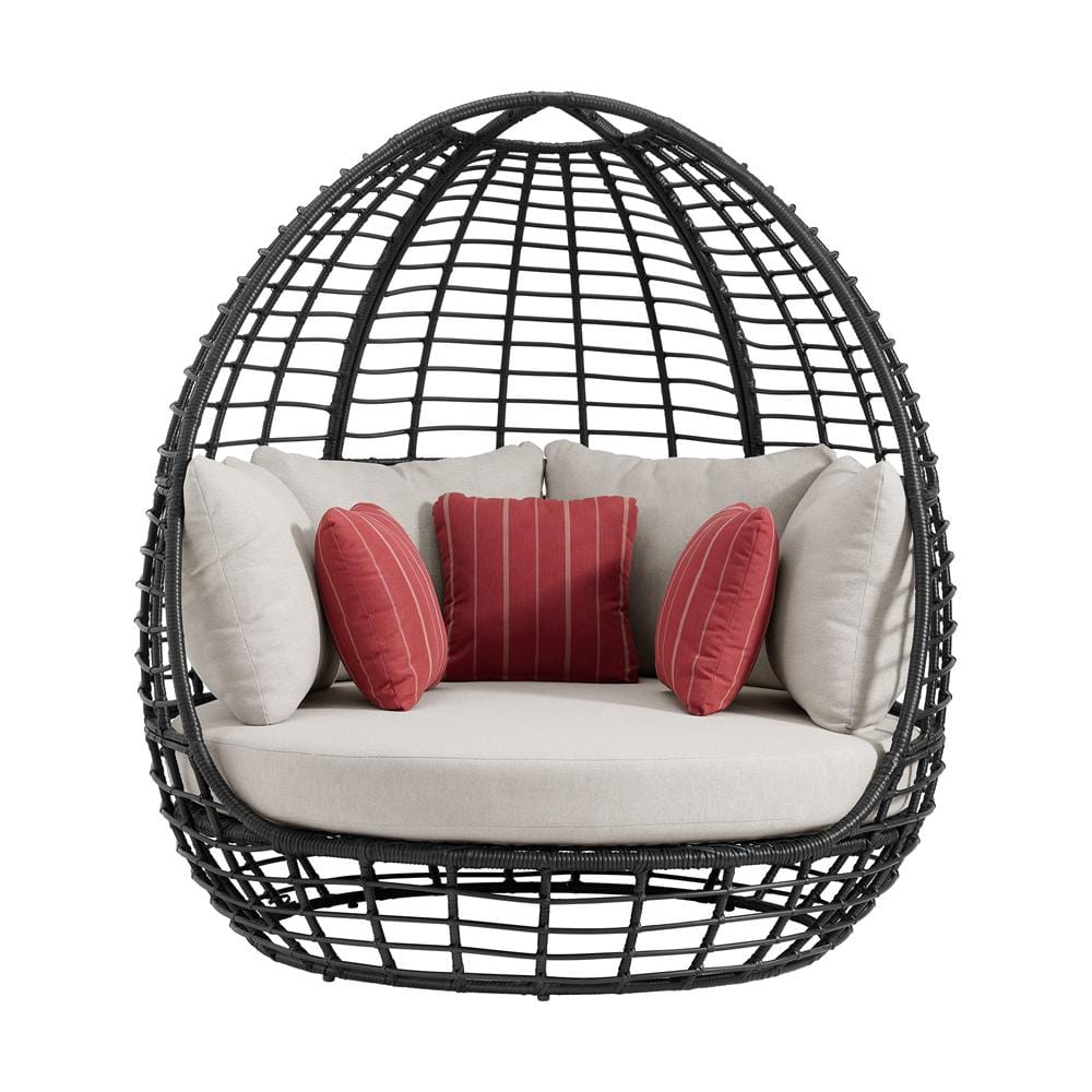 Picket House Furnishings - Fresca Twin Egg Chair - Dark Grey and Olefin Beige with 3 Pillows - O-16230-10311-121 veiw 2