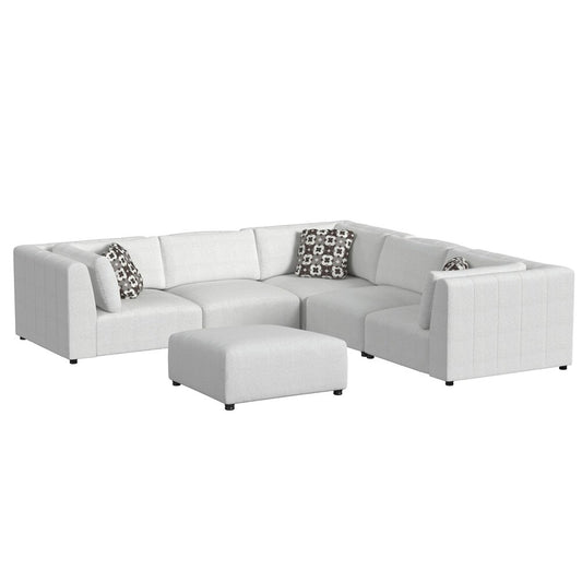 Picket House Furnishings - Frida 5PC Modular Set in Olefin Beige with Ottoman - O-16240-10311-000-5PC veiw 1