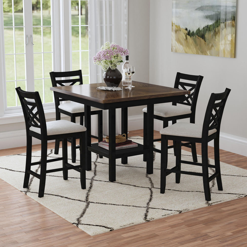 Picket House Furnishings - Gill 5PC Counter Set with Table and 4 UPH Seat & Wood Back Chairs in Medium Brown & Black - D-16720-8-5CS3 view 3