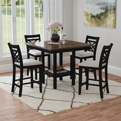 Picket House Furnishings - Gill 5PC Counter Set with Table and 4 UPH Seat & Wood Back Chairs in Medium Brown & Black - D-16720-8-5CS3 view 3