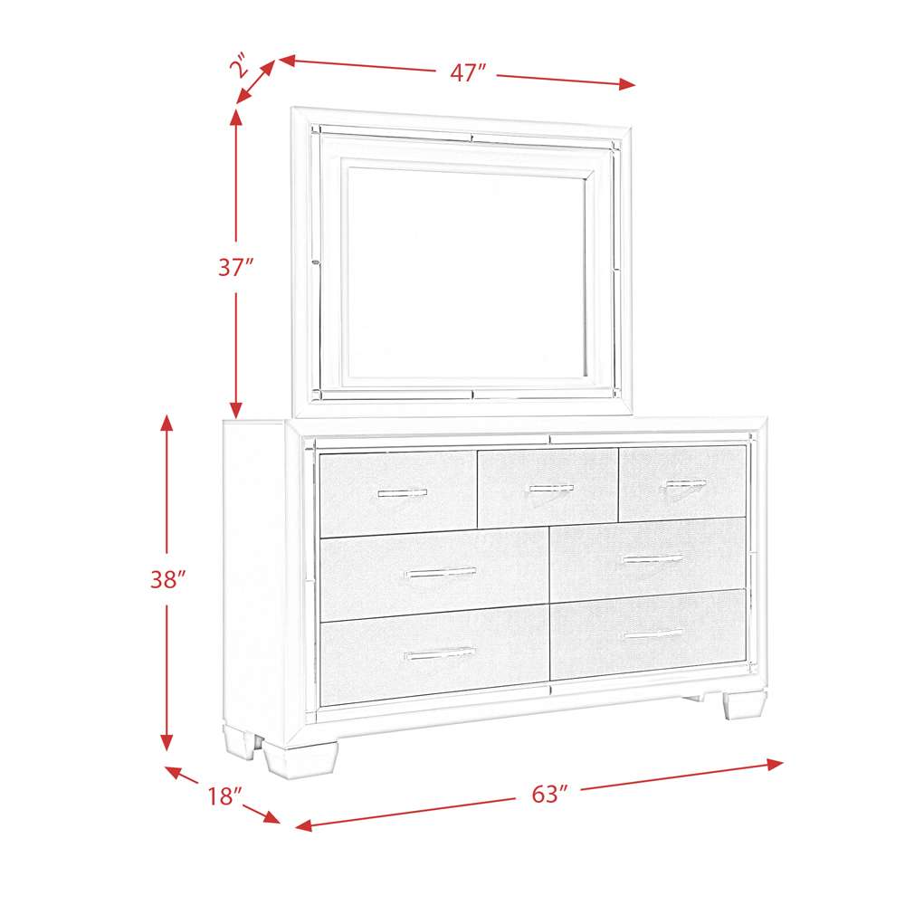 Picket House Furnishings - Glamour Dresser & Mirror Set - LT100DRMR veiw 7