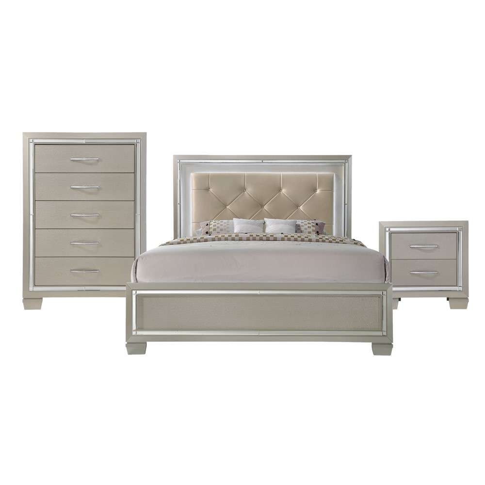Picket House Furnishings - Glamour King Panel 3PC Bedroom Set - LT100KB3PC veiw 2