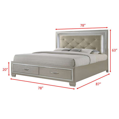 Picket House Furnishings - Glamour King Platform Storage 4PC Bedroom Set - LT1504KB veiw 8