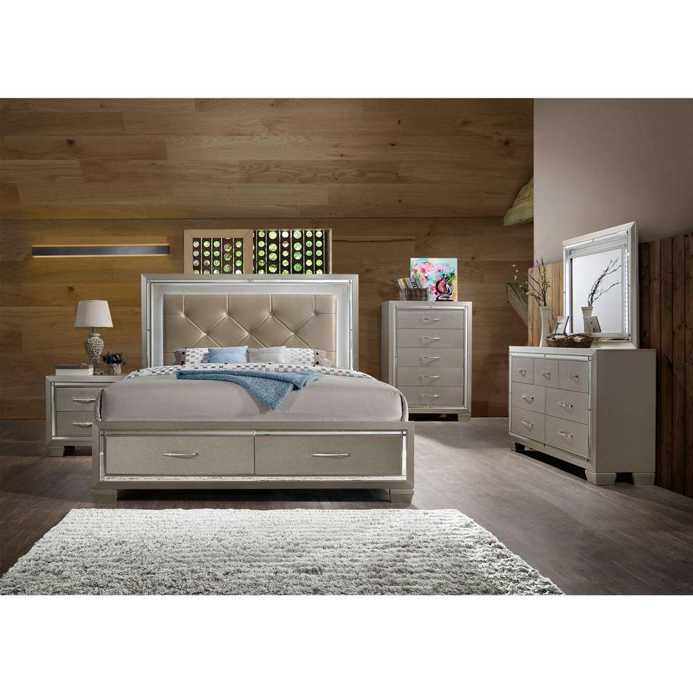Picket House Furnishings - Glamour Queen Platform Storage 4PC Bedroom Set - LT1504QB veiw 3