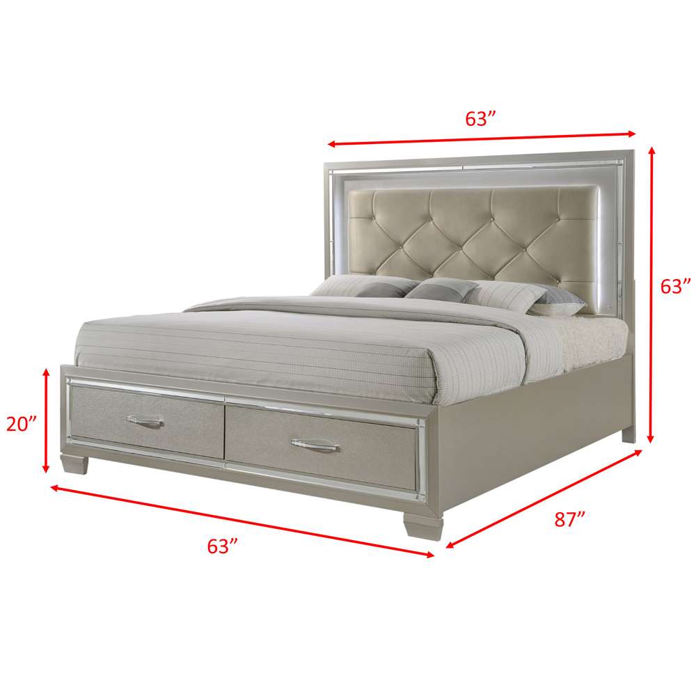Picket House Furnishings - Glamour Queen Platform Storage 4PC Bedroom Set - LT1504QB veiw 8