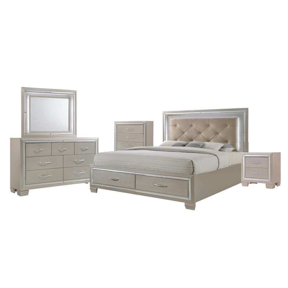 Picket House Furnishings - Glamour Queen Platform Storage 5PC Bedroom Set - LT1505QB veiw 1