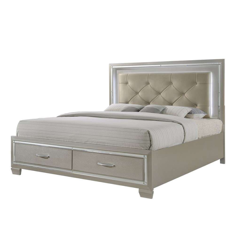 Picket House Furnishings - Glamour Queen Platform Storage Bed - LT150QB veiw 1