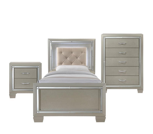 Picket House Furnishings - Glamour Youth Twin Platform 3PC Bedroom Set - LT111TB3PC veiw 1