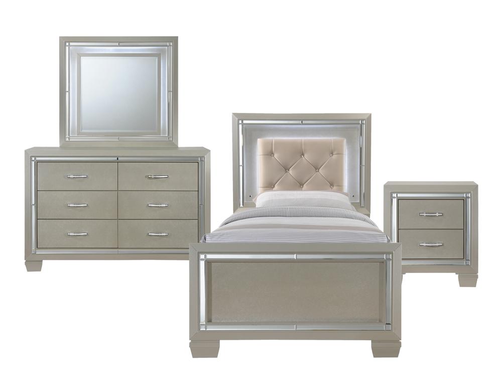Picket House Furnishings - Glamour Youth Twin Platform 4PC Bedroom Set - LT111TB4PC veiw 1