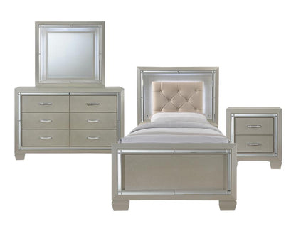 Picket House Furnishings - Glamour Youth Twin Platform 4PC Bedroom Set - LT111TB4PC veiw 1