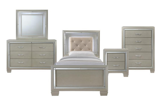 Picket House Furnishings - Glamour Youth Twin Platform 5PC Bedroom Set - LT111TB5PC veiw 1