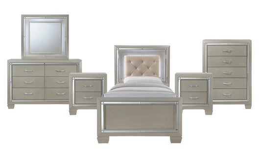 Picket House Furnishings - Glamour Youth Twin Platform 6PC Bedroom Set - LT111TB6PC veiw 1