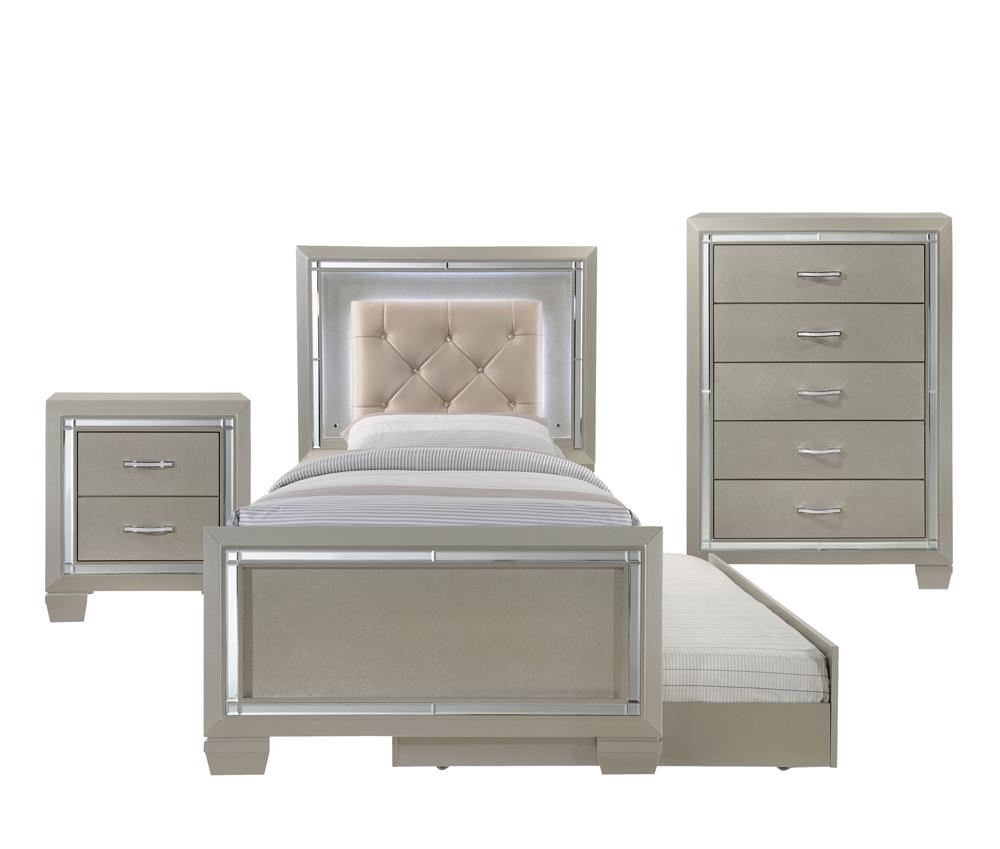 Picket House Furnishings - Glamour Youth Twin Platform w/ Trundle 3PC Bedroom Set - LT111TTB3PC veiw 1