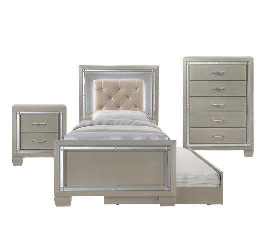 Picket House Furnishings - Glamour Youth Twin Platform w/ Trundle 3PC Bedroom Set - LT111TTB3PC veiw 1