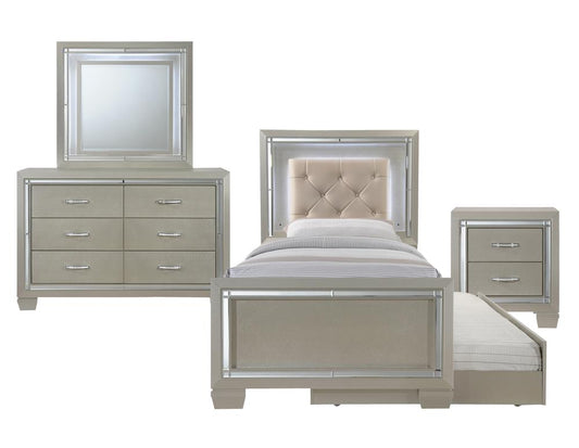 Picket House Furnishings - Glamour Youth Twin Platform w/ Trundle 4PC Bedroom Set - LT111TTB4PC veiw 1